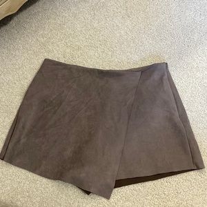Womens Brown Suede Skort
